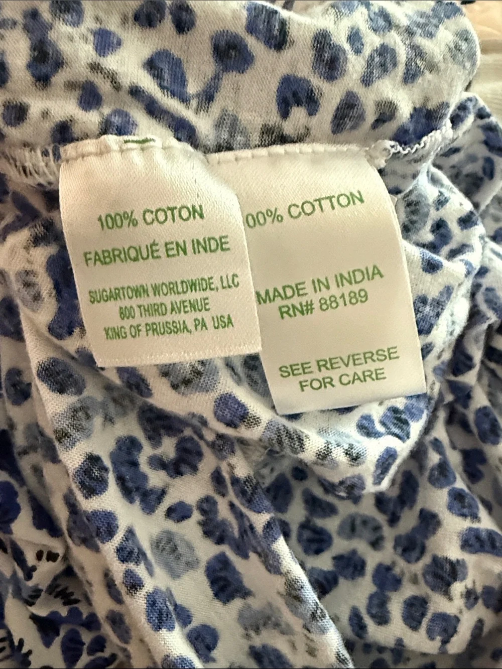 Lilly Pulitzer Blue and White Leopard-Print Tiered Flutter‎ Dress